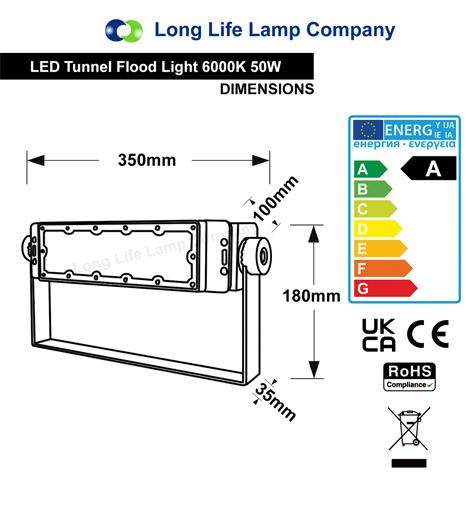 50w LED Tunnel Light 6000k IP65 High Brightness Flood Light