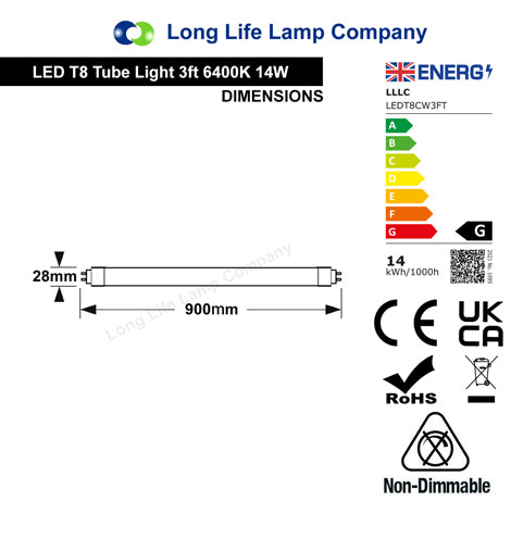 Opaque T8 LED Tube Light CFL Replacement 3 ft