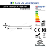 Opaque T8 LED Tube Light CFL Replacement 3 ft