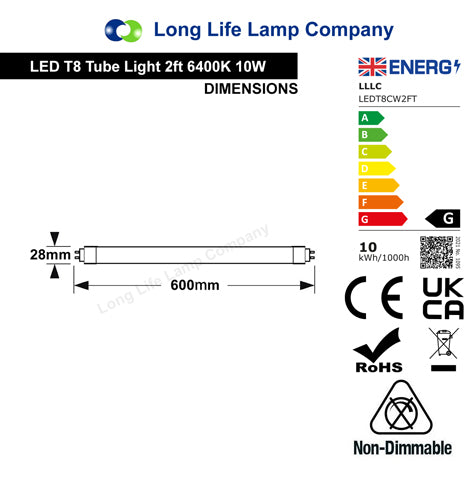 Opaque T8 LED Tube Light CFL Replacement 2 ft