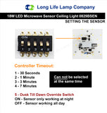 Microwave Motion Sensor Ceiling Light LED 18w 6500k 0829SEN