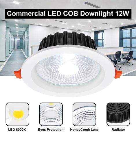 COB 12W Recessed Commercial LED Downlight 6000k PL Metal Halide Replacement CDL12 - PanelHut Free Delivery on all orders