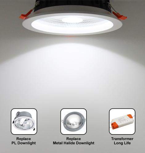 COB 24W Recessed Commercial LED Downlight 6000k PL Metal Halide Replacement CDL24W - PanelHut Free Delivery on all orders