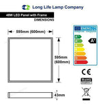 48w LED 600x600 Square Panel 6500K Cool White Energy Rating A+
