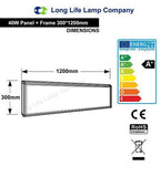40w LED Light Panel 6500k 1200 x 300 Energy Rating A+