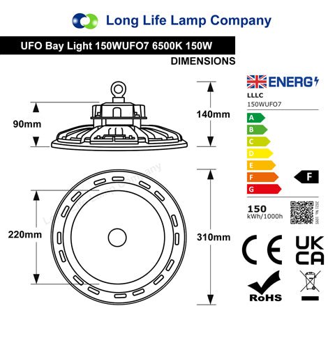 High Bay Light LED 150w 6500k IP65 Ultra Bright UFO7 - PanelHut Free Delivery on all orders