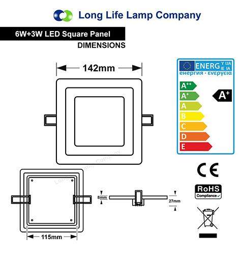 6w Blue Ring LED Square Recessed Panel Light 145 x 145
