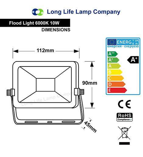 10w LED Floodlight Cool White IP65 6000k Energy Rating A+