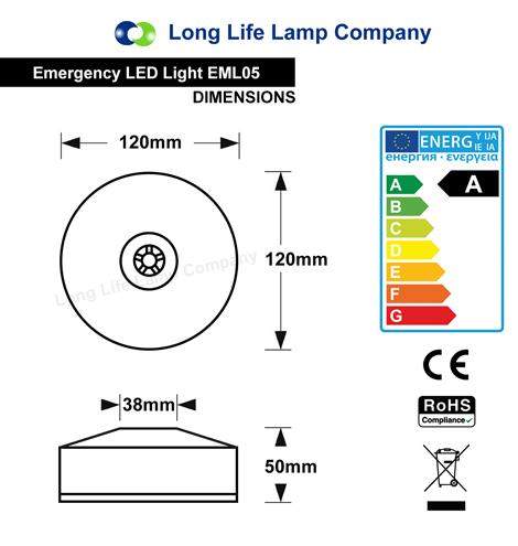 Circular LED emergency light ceiling mounted 3 hour backup system