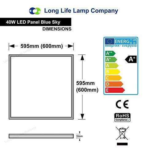 48w LED Ceiling Panel 6500K Pure White 600x600 Energy Rating A+