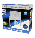 30w Outdoor LED PIR Floodlight White Body IP65 Cool White 6000k