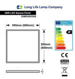 48w LED Ceiling Panel 5000K Neutral White 600x600 Energy Rating A+