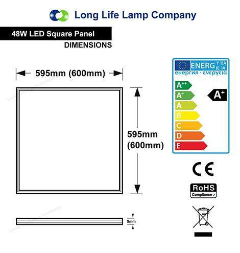 LED 48W Ceiling Recessed Square Bright Edge Lit 600x600 Panel Office Shop Light | UK - View #6