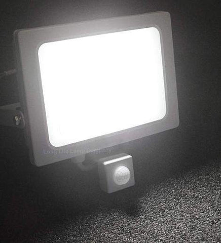 50w Outdoor LED PIR Floodlight White Body IP65 Cool White 6000k