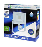 50w Outdoor LED PIR Floodlight White Body IP65 Cool White 6000k