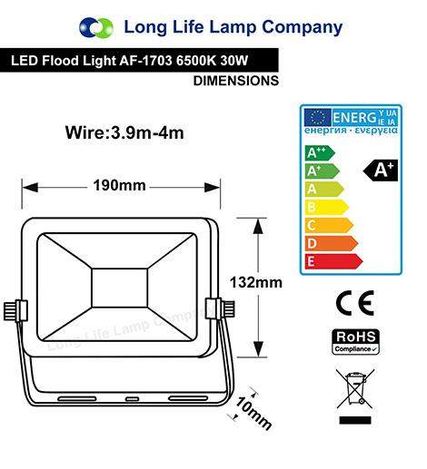 30w Outdoor LED Floodlight IP65 Waterproof Cool White 6500k AF1703