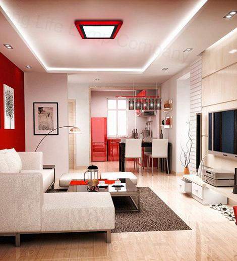 18w Recessed LED Square Panel Red 242 x 242