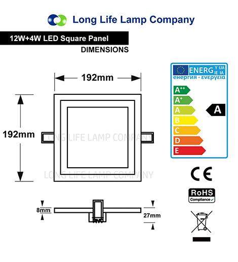 12w Recessed Ceiling LED Square Panel Green 192 x 192